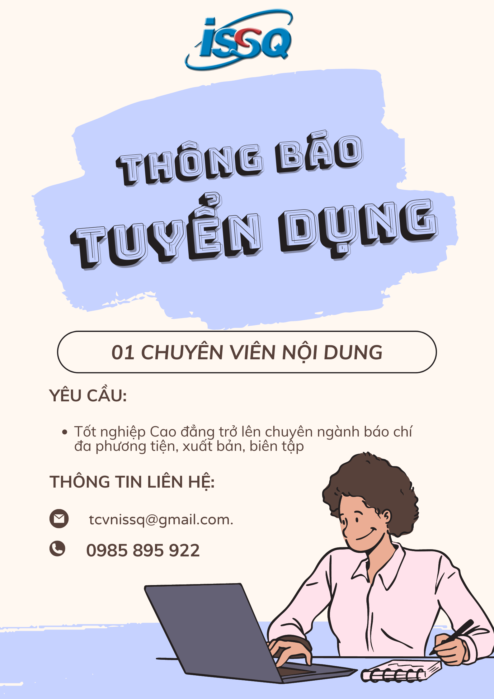 Thông báo tuyển dụng: Chuyên viên nội dung